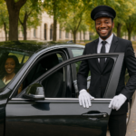 Chauffeur and Passenger on Autumn Street