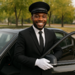 Chauffeur by the Elegant Black Car